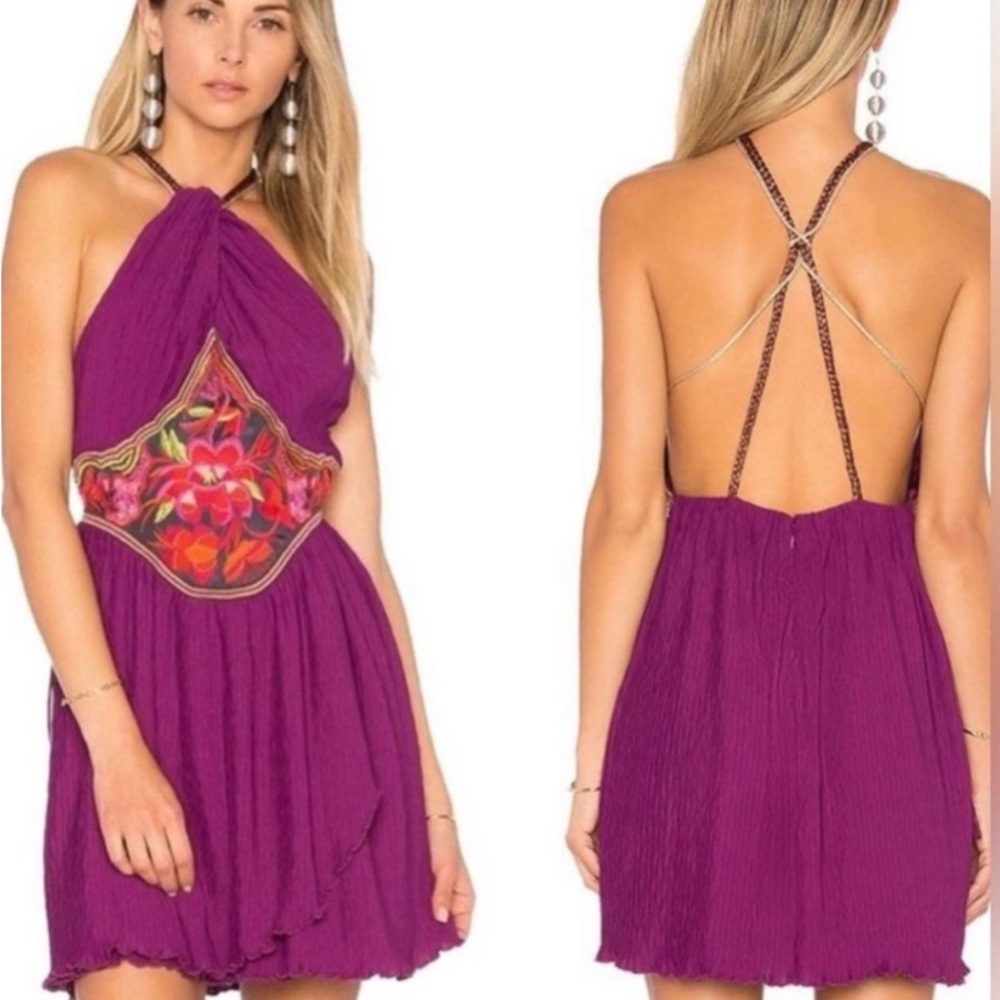 Free People Marcella Purple Halter Dress